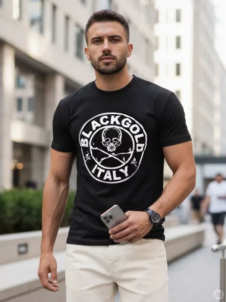 T-shirt z nadrukiem Dstreet czarny