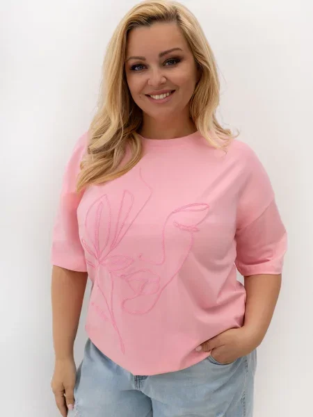 Tricou Relevance cu imprimeu abstract roz
