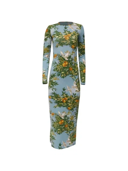 Rochie Reformation cu model floral cu imagine albastru