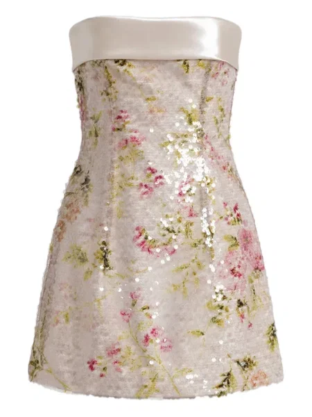 Rochie mini Alberta Ferretti cu paiete cu model floral de costum