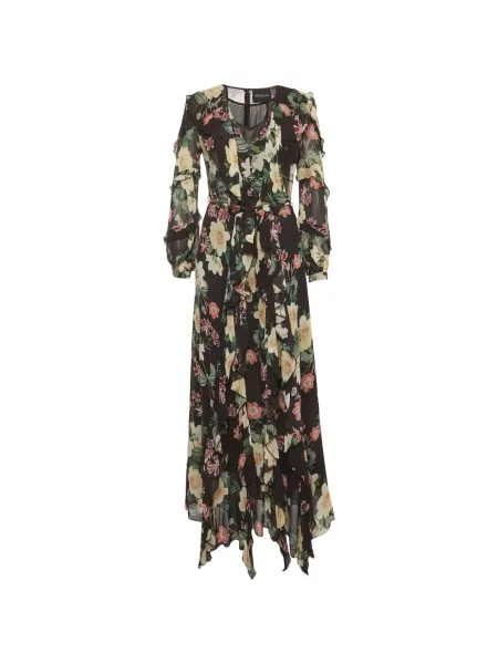 Rochie maxi Nicholas cu model floral cu imagine negru