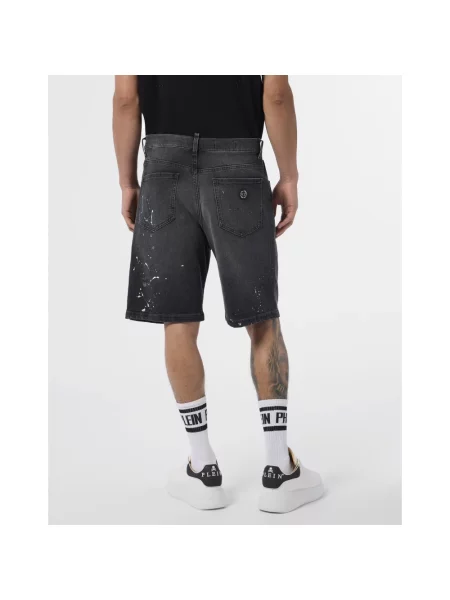 Szorty jeansowe Philipp Plein czarne