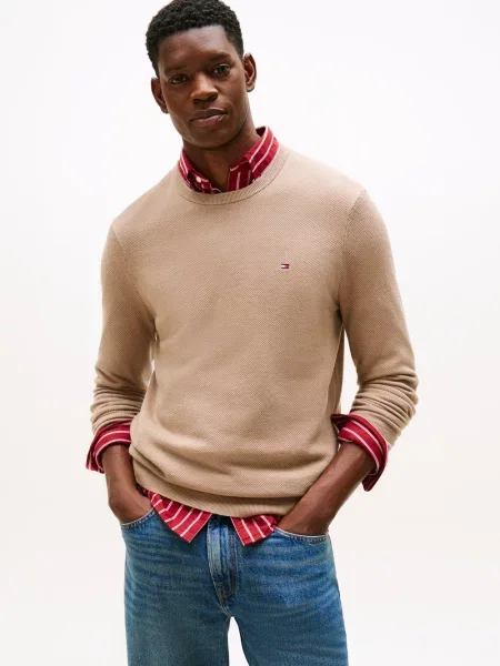 Tommy Hilfiger sweter Mężczyźni szary|beżowy jednolity S beżowy