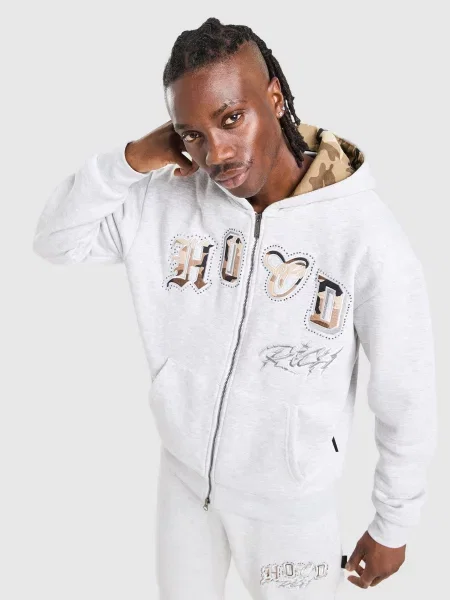 Hoodrich Bluza Rozpinana Iron Camo szara