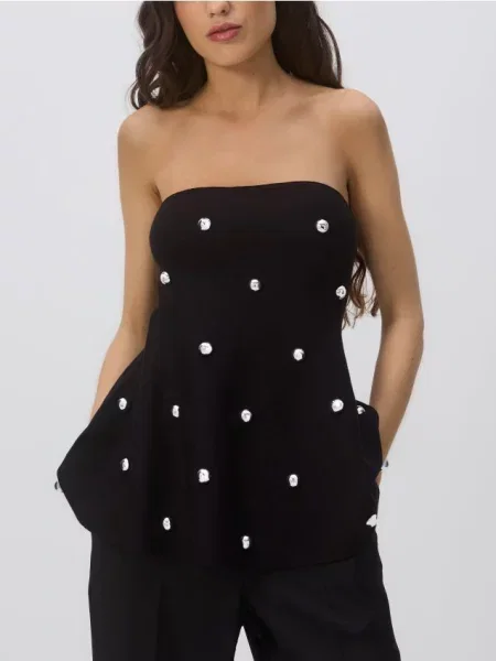 Bluzka Reserved z baskinką czarna