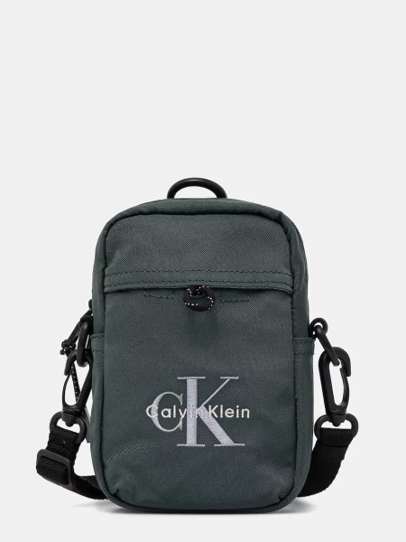 Torbica za okrog pasu Calvin Klein Bold Logo Nylon Slim Reporter zelena