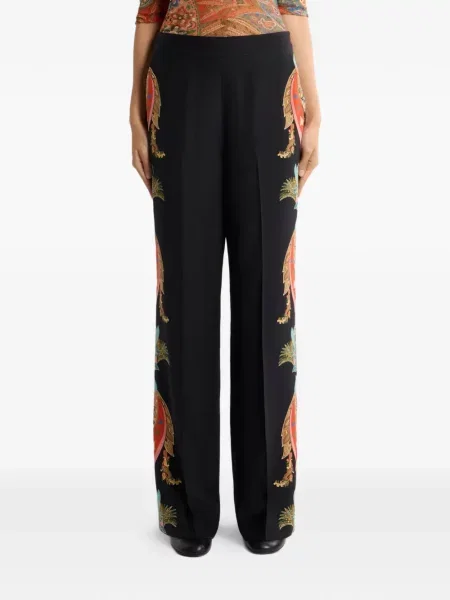 Pantaloni Etro cu model paisley negru