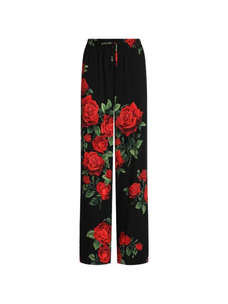 Pantaloni Dolce & Gabbana de mătase cu imagine negru