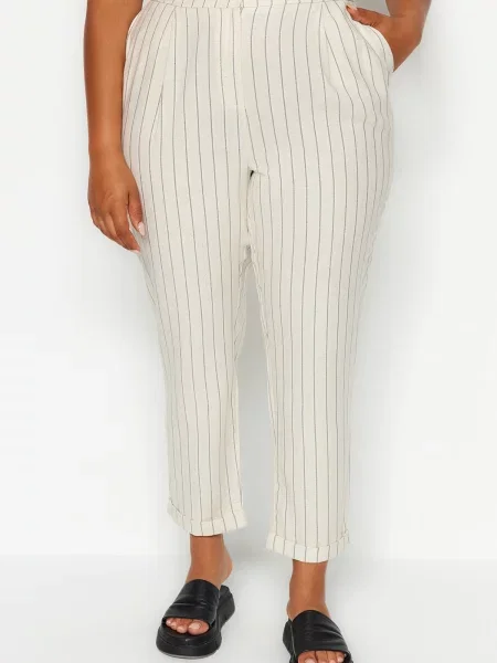 Pantaloni Trendyol cu dungi bej