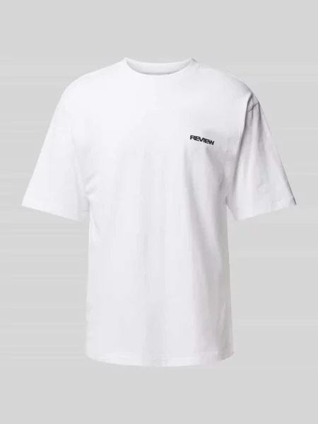 T-shirt z nadrukiem z logo Review biała