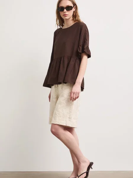 Medicine blúzka dámska s viskózou hnedá