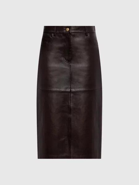 Шкіряна спідниця GITA Max Mara коричнева
