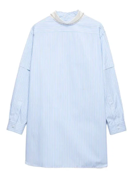 Bluză Prada cu broderie cu dungi albastru