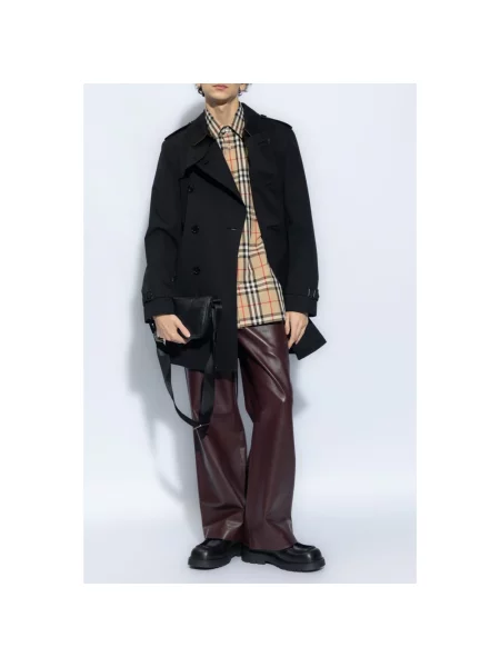 Koszula Burberry w kratę z nadrukiem beżowa