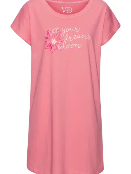 VIVANCE Spalna srajca pitaja / temno roza / off-bela bela