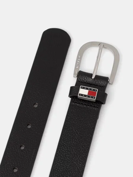Tommy Jeans pas usnjeni črna