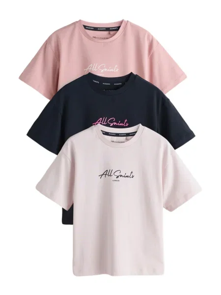SmALLSAINTS Tricou roz / rosé / negru alb