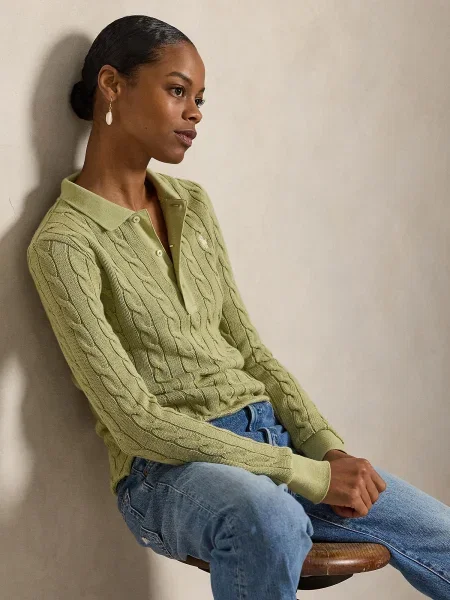 Polo Ralph Lauren Sveter svetlobéžová / kiwi zelená