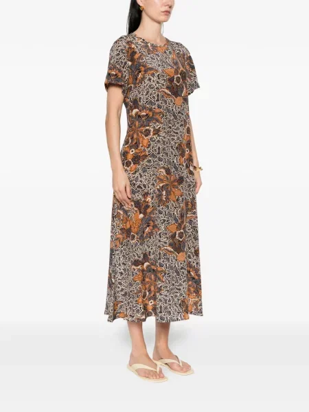 Voiaj rochie Weekend Max Mara cu model floral de costum maro