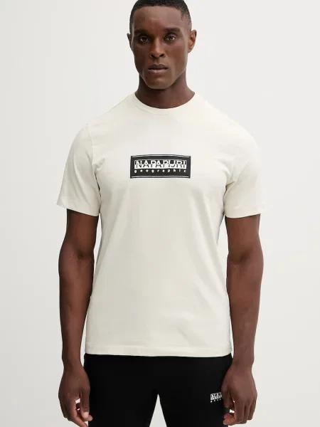 Napapijri tricou din S-Box cu imprimeu bej