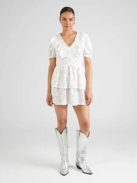 Gina Tricot Šaty nebielená / svetlozelená fialová