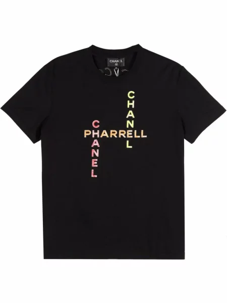 Tričko Chanel Pre-owned s potiskem černé