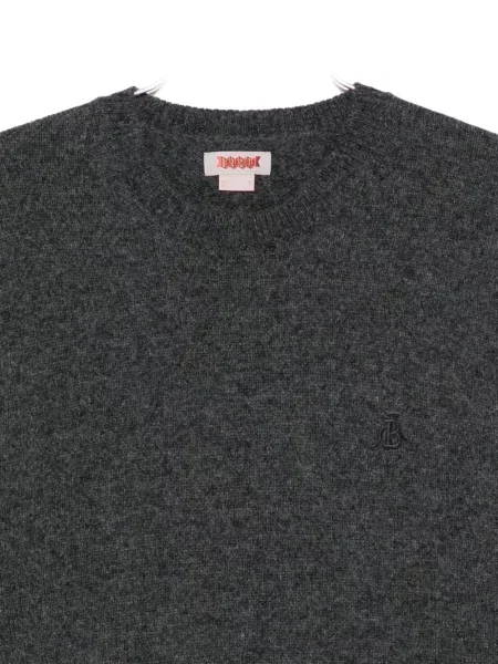 Pulover Baracuta cu broderie cu decolteu rotund gri