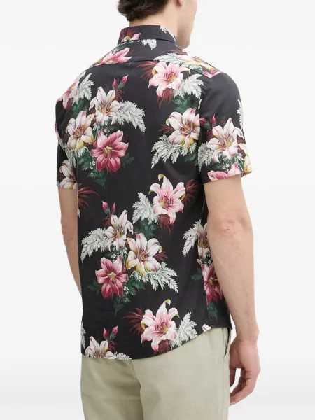 Cămașă Lindbergh cu model floral cu imagine negru