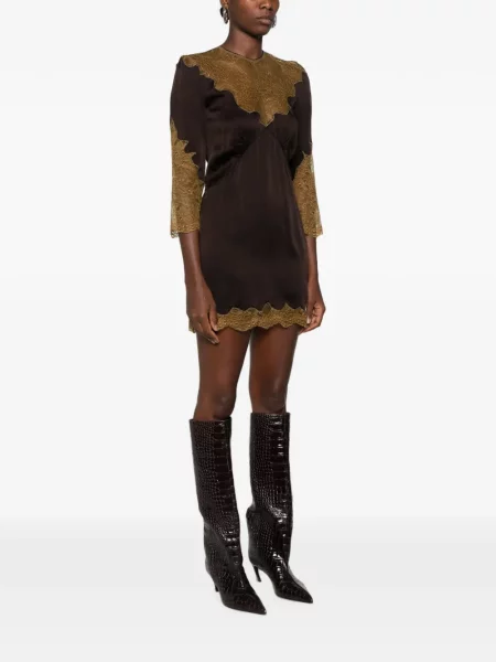 Rochie mini The Attico din dantelă maro