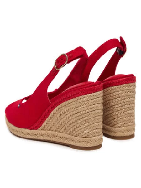 Espadrilės Tommy Hilfiger Flag High Wedge Espad Slingback raudona