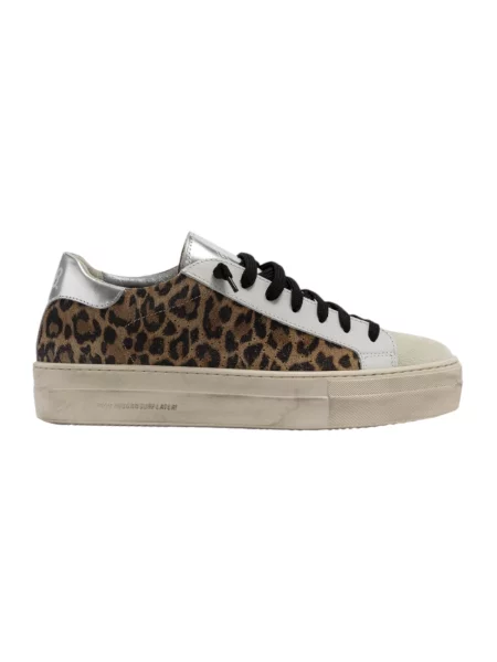 Sneakersy P448 zamszowe na platformie w panterkę