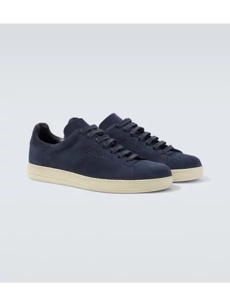 Sneakerși Tom Ford din piele de căprioară albastru