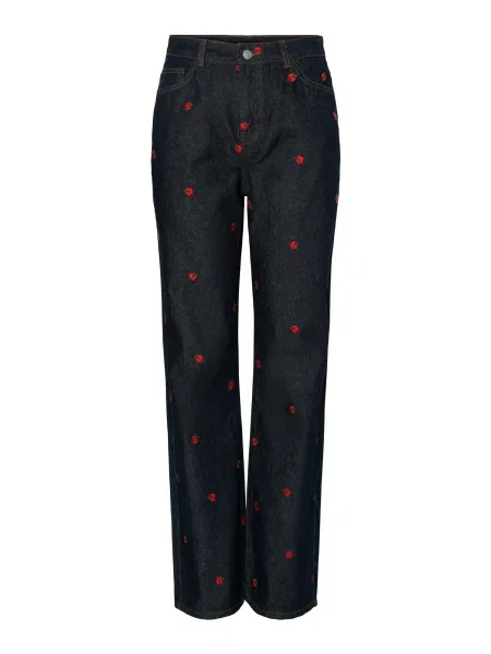 PIECES Kavbojke PCJAVA temno modra / temno zelena rdeča