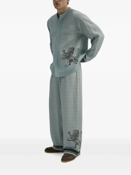 Pantaloni Dda cu imagine cu imprimeu geometric albastru