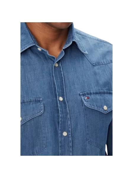 Ușor cămașă din denim Tommy Hilfiger albastru