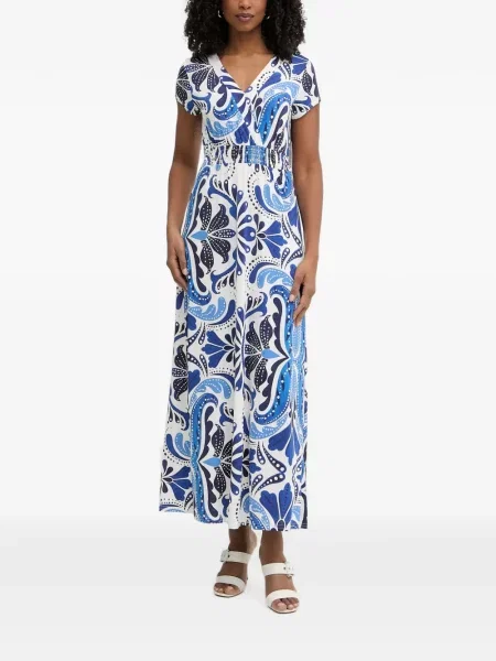 Rochie maxi Morgan cu imagine cu decolteu în V cu model paisley alb