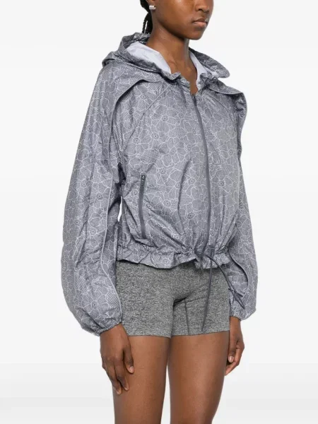 Φλοράλ μπουφάν με κουκούλα Adidas By Stella Mccartney με κουκούλα γκρι