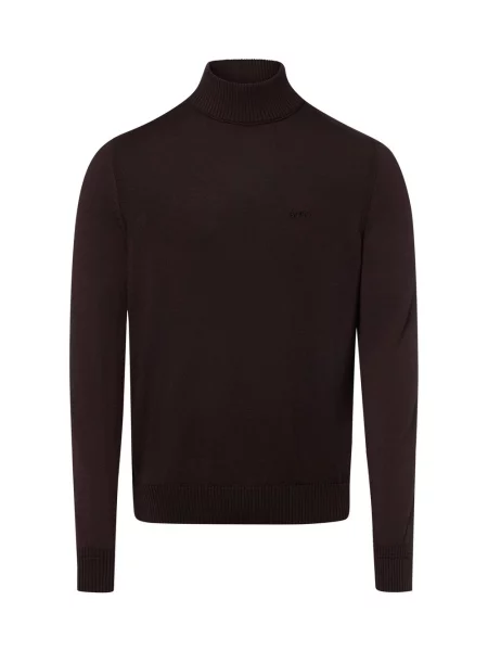 BOSS Orange sweter z dzianiny Mężczyźni Sztuczne włókno brązowy S pomarańczowy