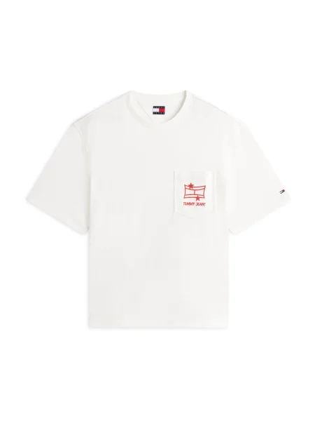 Tommy Jeans Póló narancsvörös fehér
