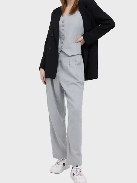 Лляний жилет Dkny сірий