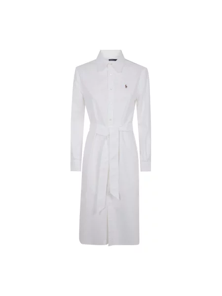 Sukienka koszulowa Polo Ralph Lauren popelinowa biała