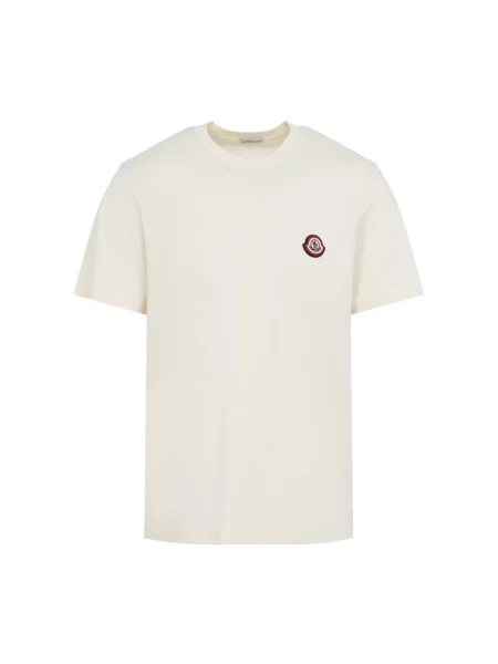 Koszulka Moncler z krótkim rękawem beżowa