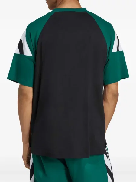 Tricou Adidas cu dungi din piele de căprioară negru