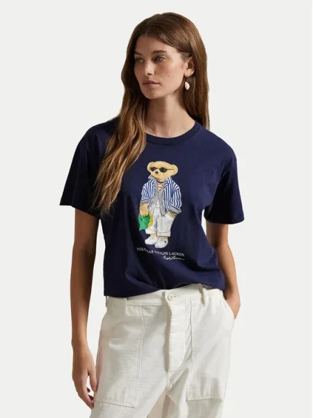 Polo Ralph Lauren Tricou Bleumarin Straight Fit alb