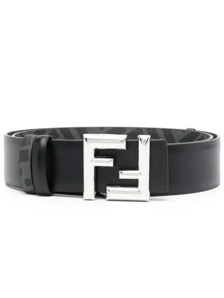 Curea Fendi din piele cu cataramă cu autograf negru