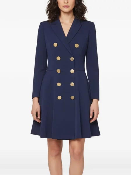 Rochie mini Elisabetta Franchi cu două rânduri de nasturi albastru