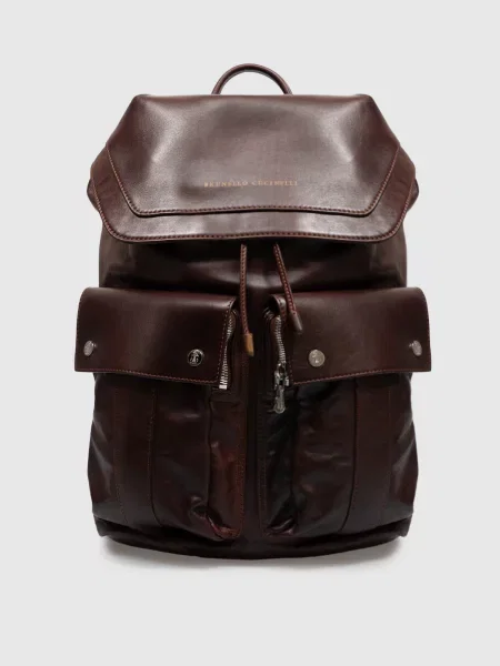 Кожаный рюкзак Brunello Cucinelli коричневый