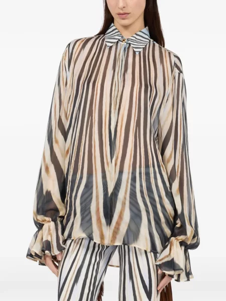 Cămașă Roberto Cavalli cu imagine cu model zebră negru