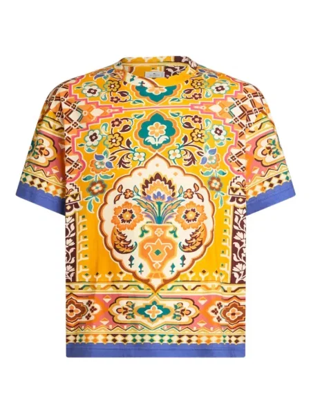 Tricou Etro cu model floral cu imagine galben