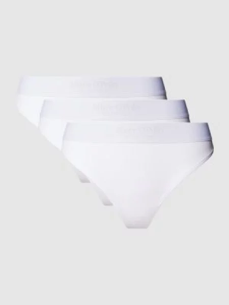 Stringi z elastycznym z logo w zestawie 3 szt. Marc O'polo białe